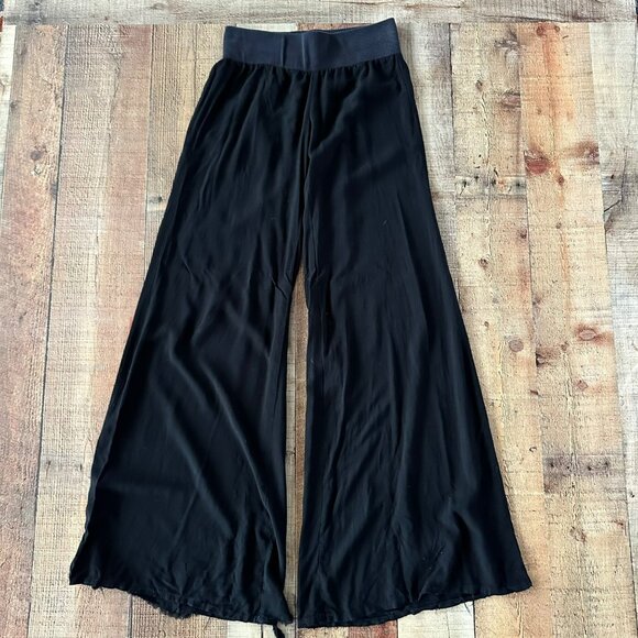 Enza Costa Women’s Wide-Leg Black Pants With Elastic Waistband